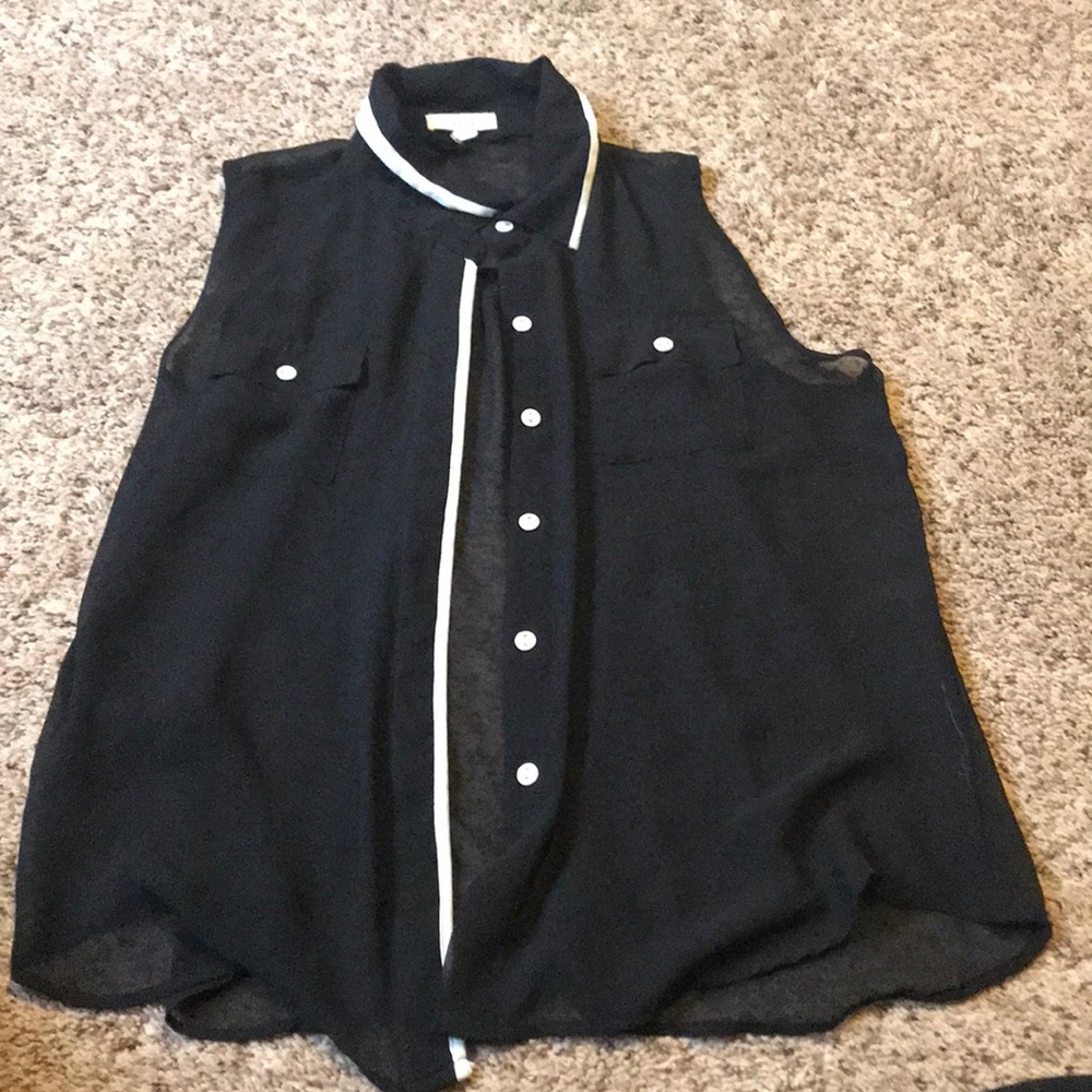 Black see threw button down shirt